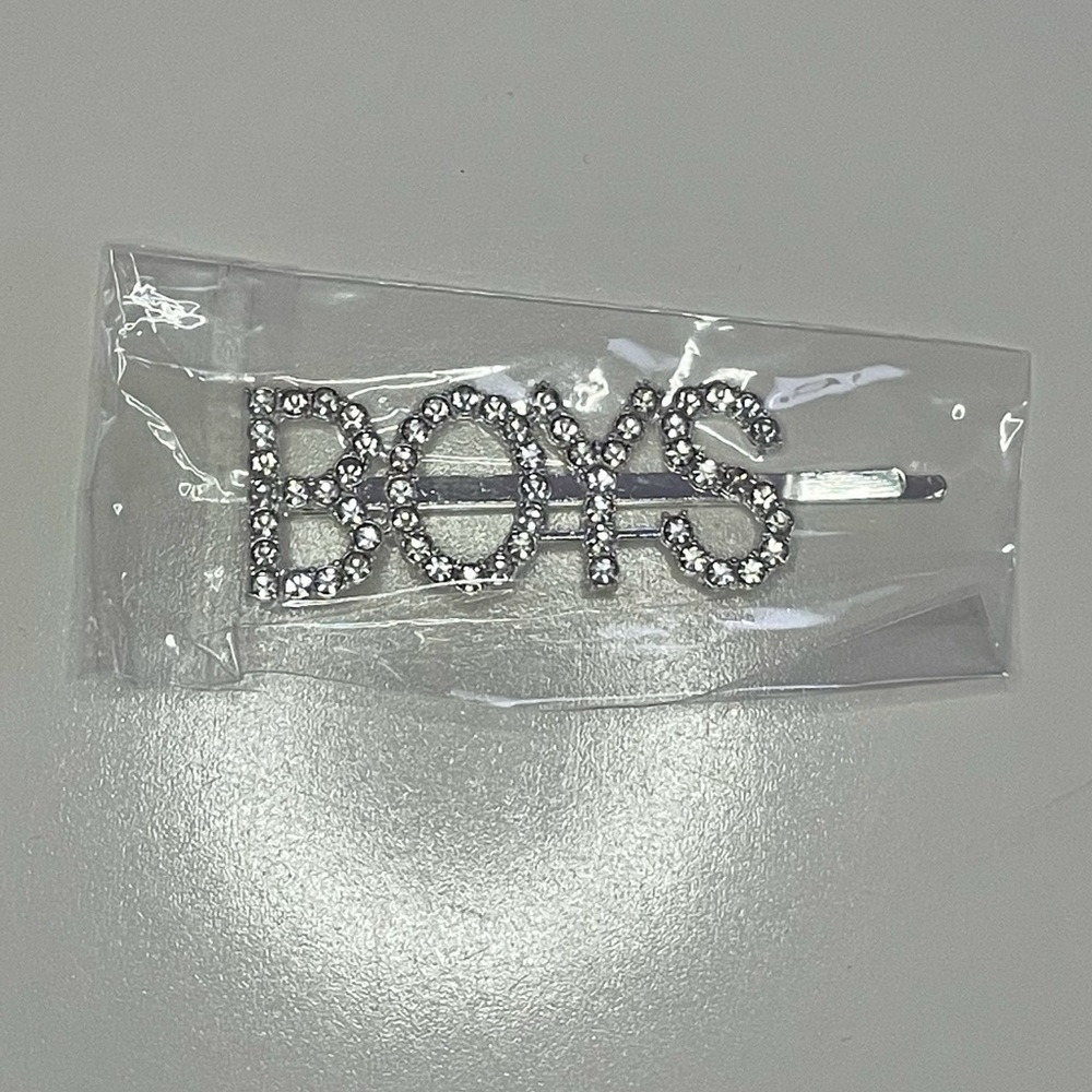 Crystal Rhinestone Studded Metal Hair Pin Accessory “BOYS” - Picture 10 of 15